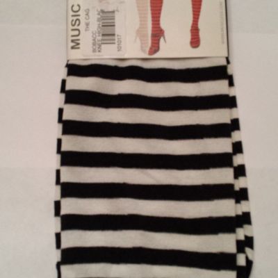 KNEE HI  - BLACK & WHITE - OPAQUE SMALL STRIPES - 5'-5'10